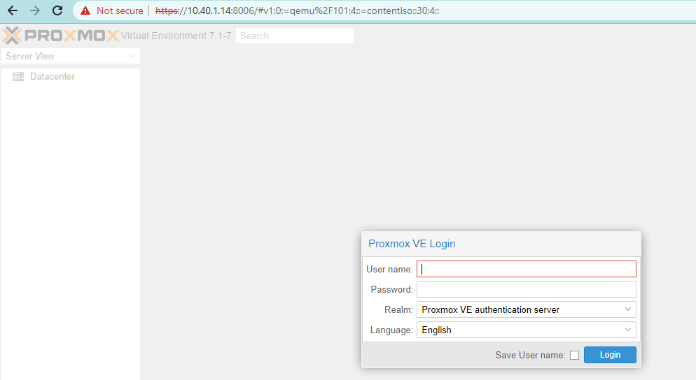 Login Proxmox