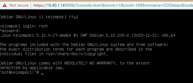 Berhasil Login Debian
